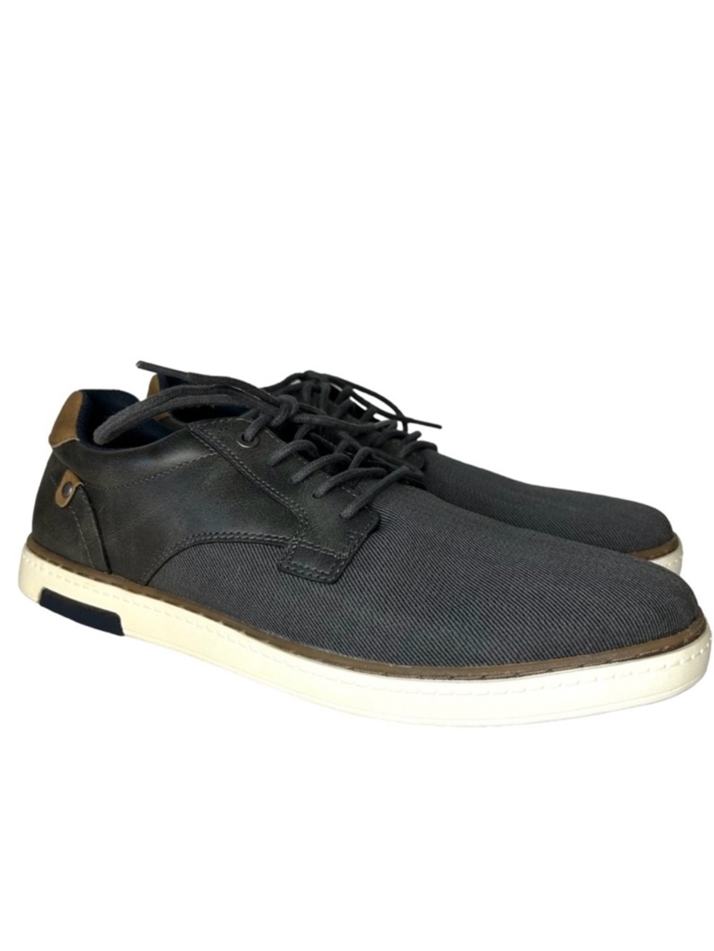 CROWN VINTAGE Men's Size 10 M Grey Fabric Edsul Lace Up Casual Sneakers Shoes‎